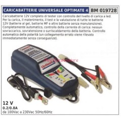 Universal charger optimate 4 12V complete with tester 0.2/0.8A 019728 | NewgardenParts.com
