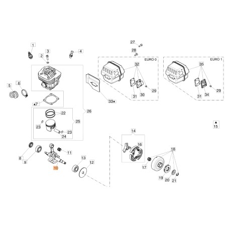 Albero motore ORIGINALE OLEOMAC per motosega GS 650 - GS 651 50250001AR | NewgardenParts.com