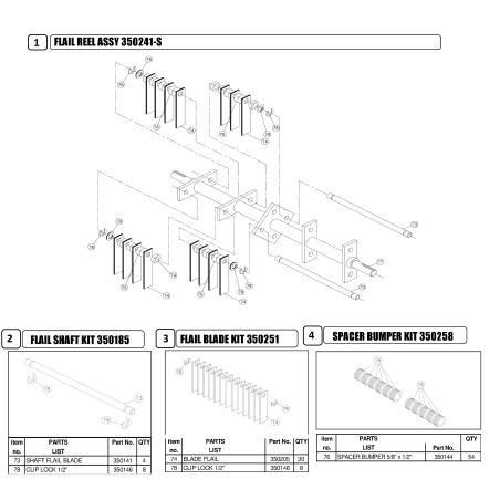 FLAIL SHAFT KIT WITH STOPS * CR550 PR550 PR500 AR350185 ORIGINAL BILLY GOAT | NewgardenParts.com