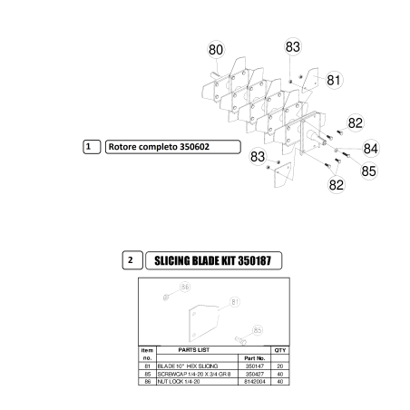 MANCHE À LAMES FIXES 3 MM CPL. * (OPT.) × PR550 PR551 OS553V AR350602 BILLY GOAT ORIGINAL | NewgardenParts.com