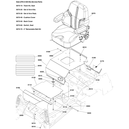 SIÈGE À DOSSIER HAUT AVEC INTERRUPTEUR ET CEINTURE DE SÉCURITÉ LR5108195 AUTHENTIQUE FERRIS | NewgardenParts.com