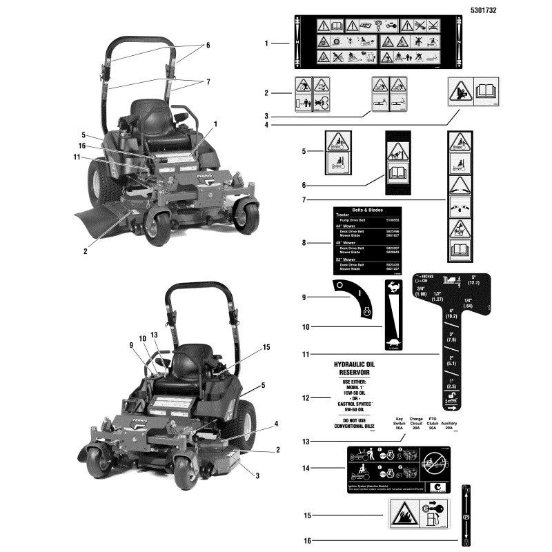 AUTOCOLLANT, DANGER, PLATEAU DE COUPE, ANSI EXP LR5102420 ORIGINAL FERRIS