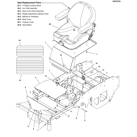 SEDILE, SCHIENALE CENTRALE, SEDILE SOSPESO, CON INTERRUTTORE LR5105096 ORIGINALE FERRIS | NewgardenParts.com