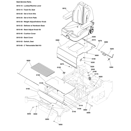 GENUINE FERRIS SEAT, HIGH BACK, SUSPENSION, SWITCH AND SEAT BELTS LR5106325 | NewgardenParts.com