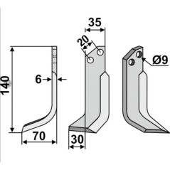 Lama zappa motocoltivatore motozappa fresa 350-220 350-219 GRILLO dx sx 140mm | NewgardenParts.com