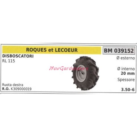 Ruota destra ROQUES ET LECOEUR disboscatori RL 115 039152 K309000019 | NewgardenParts.com