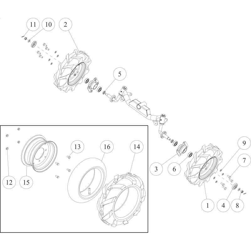 Vorderrad-Reifen (L) Baugruppe (3.50-7) O80-1260-411-00 ORIGINAL OREC