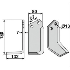 Lama zappa motocoltivatore motozappa fresa 350-236 350-235 dx sx HOWARD 180mm | NewgardenParts.com