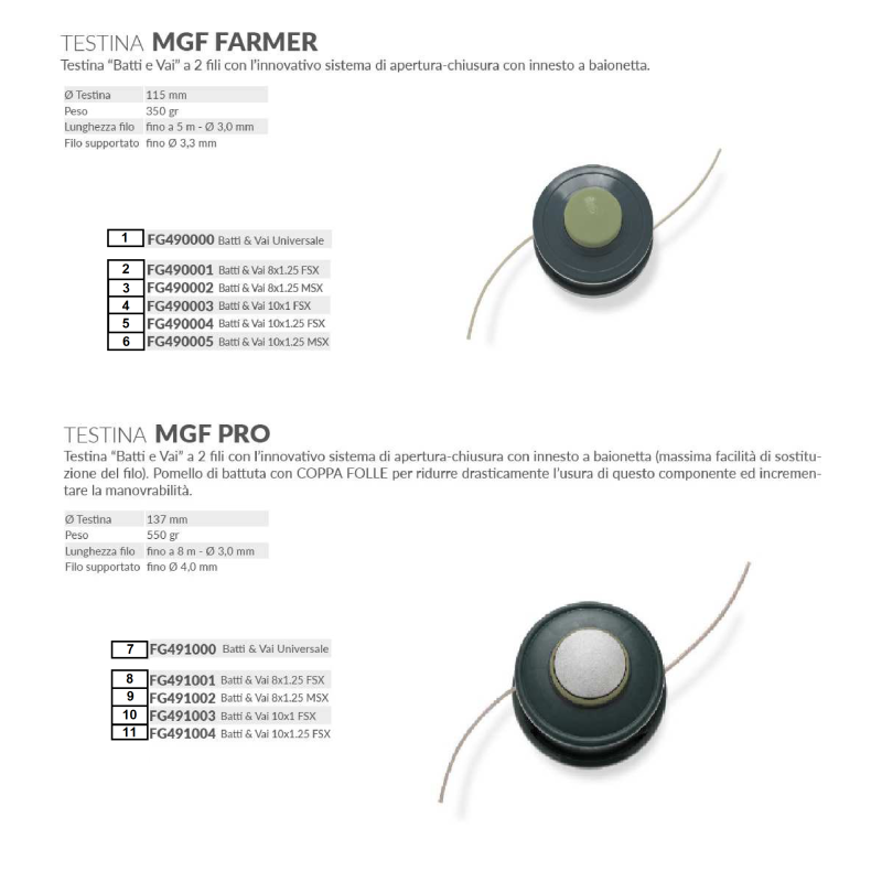 TESTINA FARMER BATTI&VAI UNIVERSALE FG490000 ORIGINALE MGF
