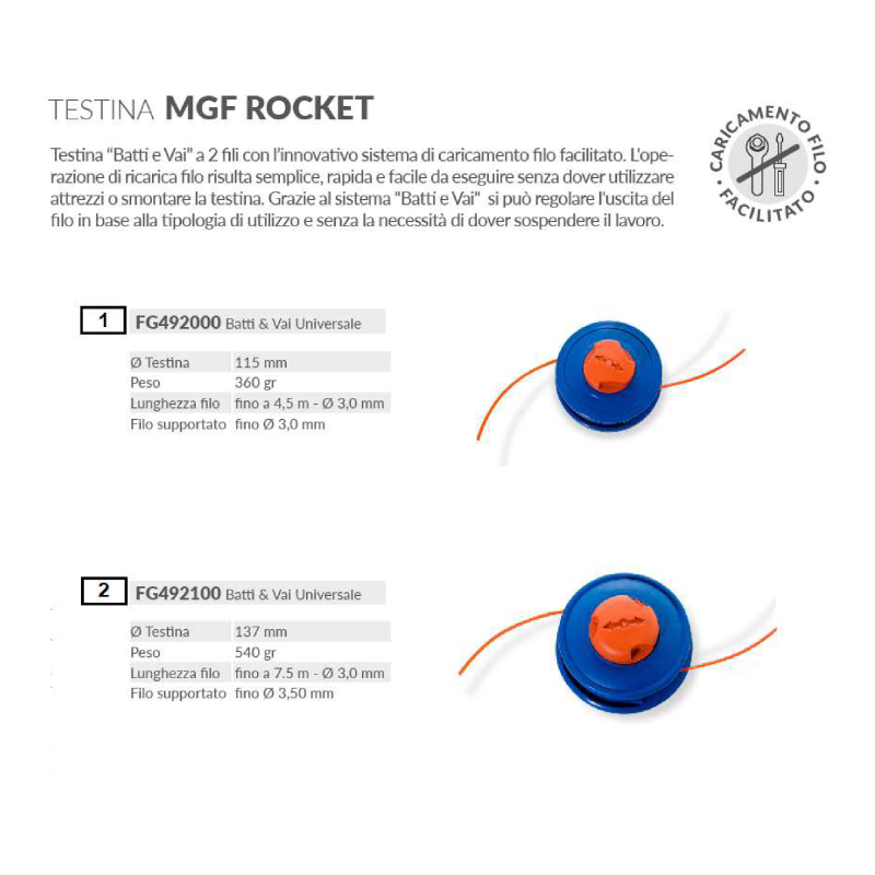 TESTINA ROCKET BATTI&VAI 137MM UNIVERSALE FG492100 ORIGINALE MGF