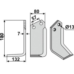 Lama zappa motocoltivatore motozappa fresa 350-236 350-235 dx sx HOWARD 180mm | NewgardenParts.com