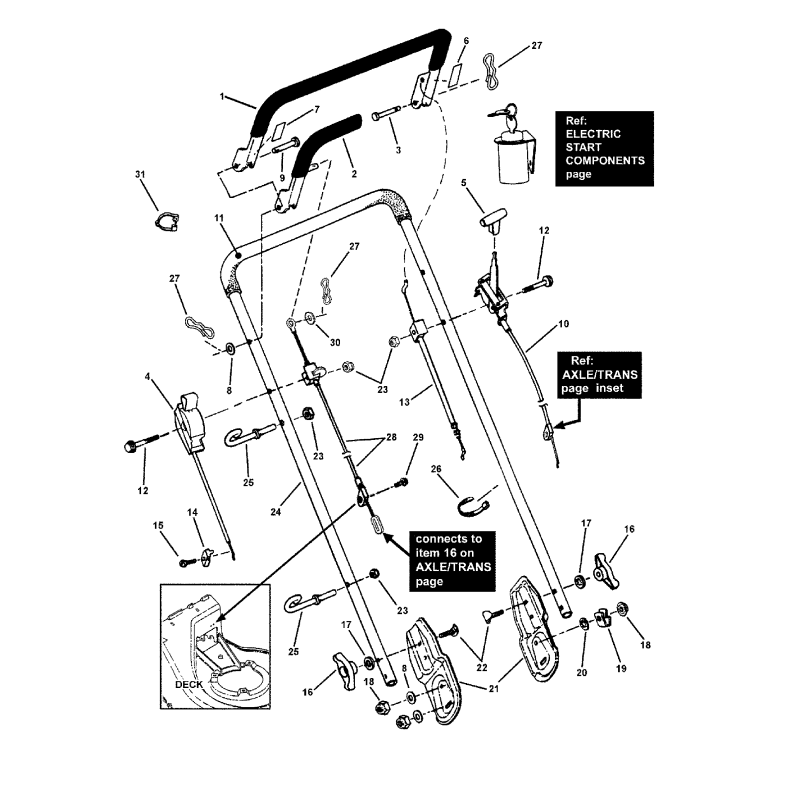*CABLE DE CONJUNTO, Control de cuchilla (48,88" de largo) ZS7028803 ORIGINAL SNAPPER