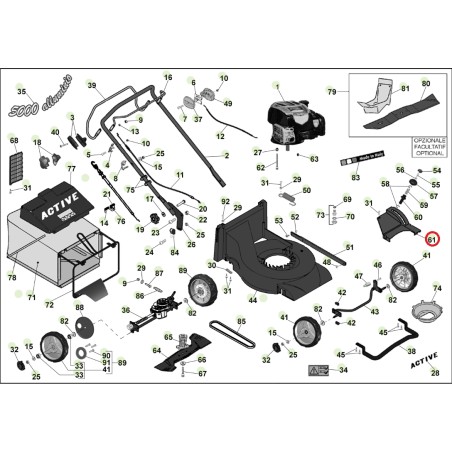 Carter copricinghia ORIGINALE ACTIVE rasaerba tagliaerba modelli 5000 sb 050137 | NewgardenParts.com