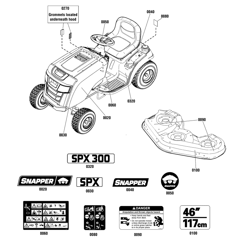 AUTOCOLLANT, SPX300 ZS1759912YP ORIGINAL SNAPPER