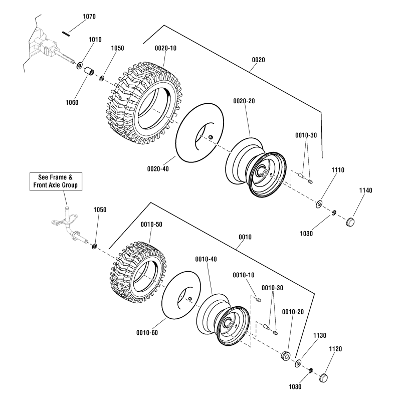 WHEEL AND BUSHINGS ASSEMBLY, Fron ZS1726301SM ORIGINAL SNAPPER