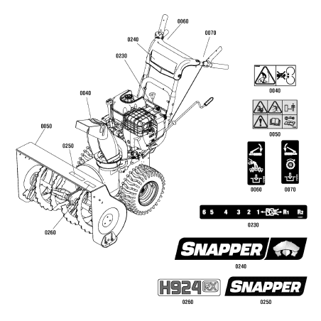 AUTOCOLLANT, Icônes de tarière de danger ZS1737867 ORIGINAL SNAPPER | NewgardenParts.com