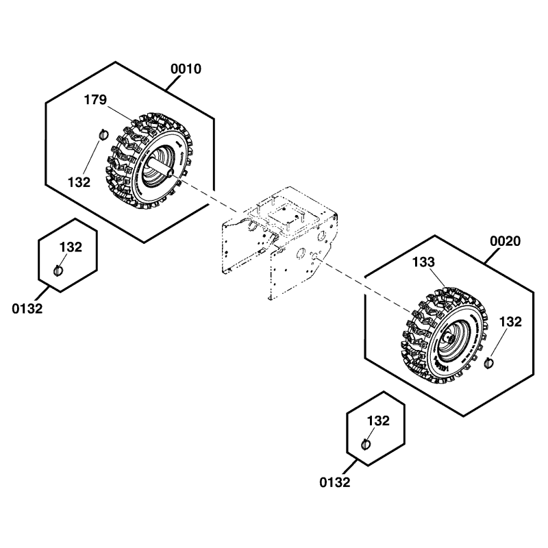 KIT, Ruota e Pneumatico Sinistro ZS771719 ORIGINALE SNAPPER