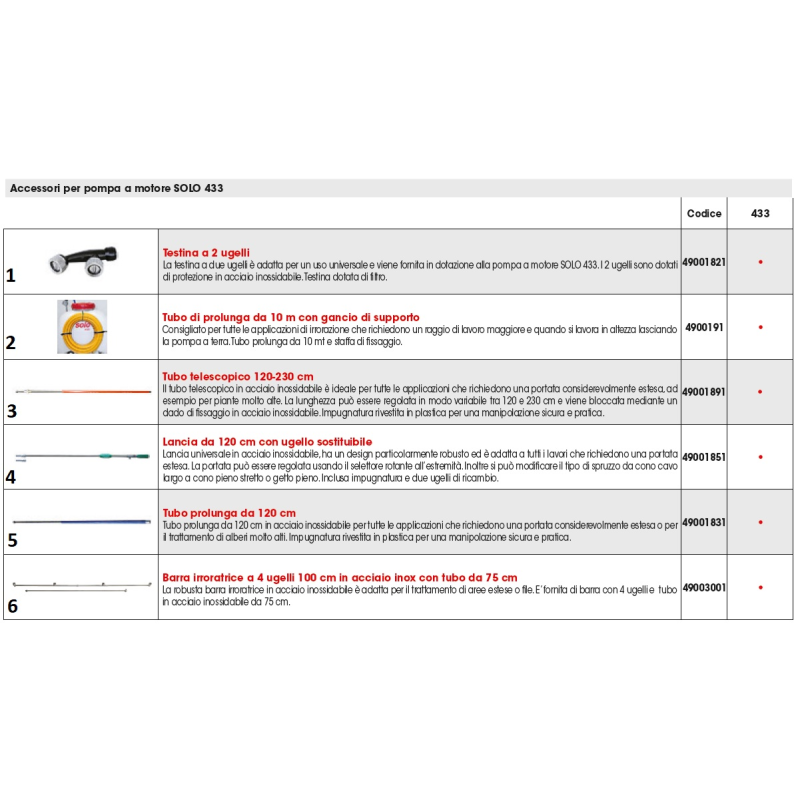 Tubo di prolunga da 10 m con gancio di supporto SR4900191 ORIGINALE SOLO