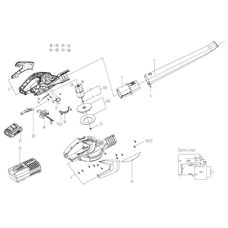 Akkuladegerät (100–240 V, 14,4–20 V, 50 W) WA3860 XR50027380 ORIGINAL WORX