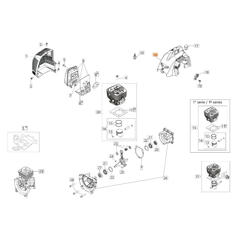 Carter motore ORIGINALE OLEOMAC per unita' motore BC 300 D 61280185R