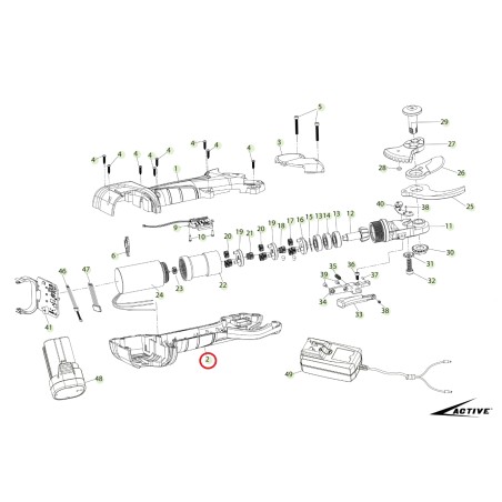 Carter sinistro con display ORIGINALE ACTIVE forbice modello tigercut 35 026299 | NewgardenParts.com