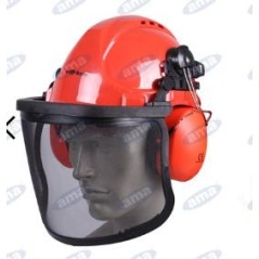 Casque avec visière en filet et écouteurs CE : EN397-EN352-EN1731 AMA 08838