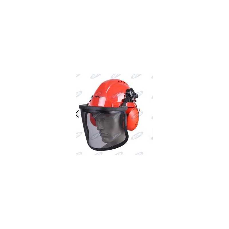 Helmet with mesh visor and earphones CE: EN397-EN352-EN1731 AMA 08838