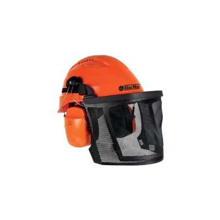 Protective helmet with wire mesh visor and adjustable OLEOMAC ear muffs | NewgardenParts.com