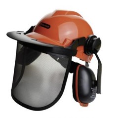 Casco protezione forestale visiera in rete metallica regolabile | NewgardenParts.com