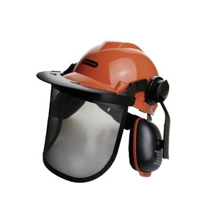 Casco protezione forestale visiera in rete metallica regolabile | NewgardenParts.com