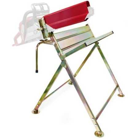 Log saw stand with galvanised metal universal steel chain saw support | NewgardenParts.com