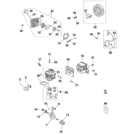 Cavetto motosega modelli 956 GS630 ORIGINALE OLEOMAC 097000121AR 097000121A | NewgardenParts.com