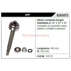 Eje portacuchillas corto AYP para tractor cortacésped 36" 38" 42" R301873