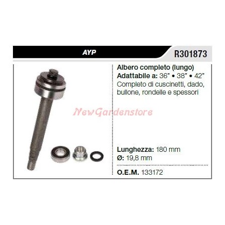 Albero portalama AYP corto trattorino rasaerba tagliaerba 36" 38" 42" R301873 | NewgardenParts.com