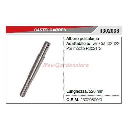 Blade shaft CASTELGARDEN lawnmower mower TWIN CUT R302068 | NewgardenParts.com