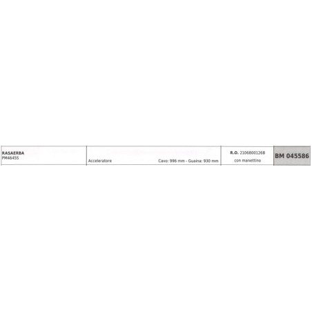 MOWOX lawn mower PM4645S throttle cable with handle 996 mm cable sheath 930 mm | NewgardenParts.com