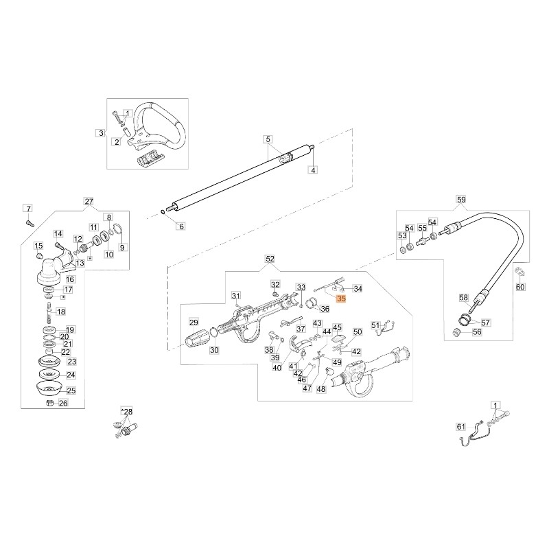 Cavo acceleratore decespugliatore modelli BCF430 ORIGINALE EMAK 61250218R