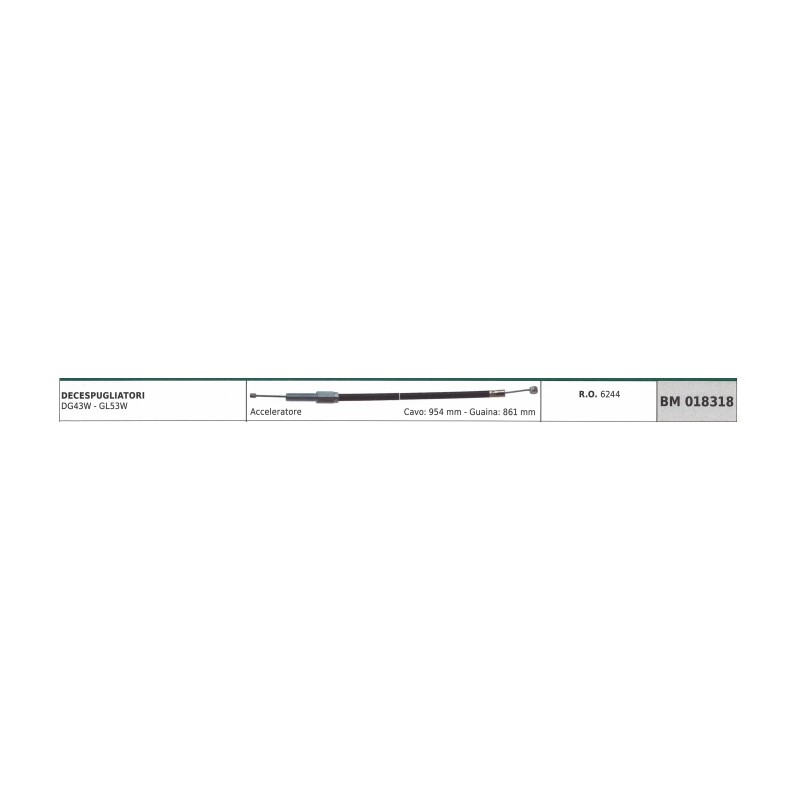GREEN LINE DG43W brushcutter accelerator cable 954 mm cable sheath 861 mm