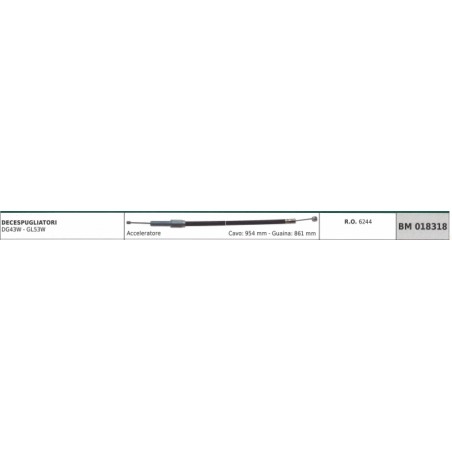 GREEN LINE DG43W brushcutter accelerator cable 954 mm cable sheath 861 mm | NewgardenParts.com