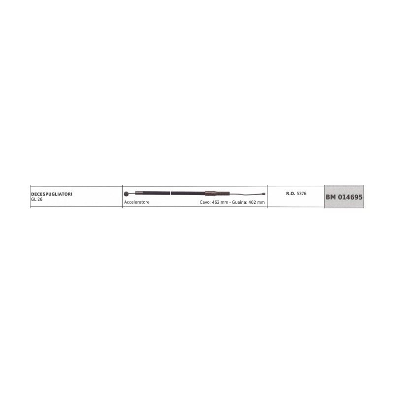 Cavo acceleratore GREEN LINE decespugliatore GL 26 cavo 462 mm guaina 402 mm