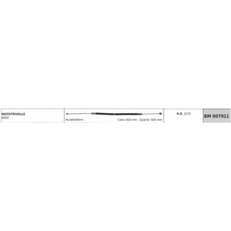 GREEN LINE AG52 throttle cable 610 mm cable sheath 503 mm | NewgardenParts.com