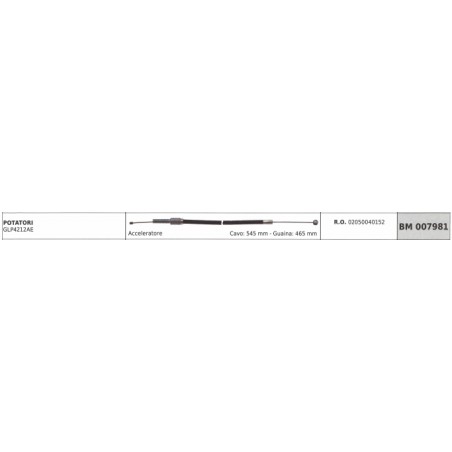 GREEN LINE pruner GLP4212AE throttle cable 545 mm sheath 465 mm | NewgardenParts.com