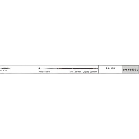 Cavo acceleratore GREEN LINE soffiatore EB700A cavo 1200 mm guaina 1070 mm | NewgardenParts.com