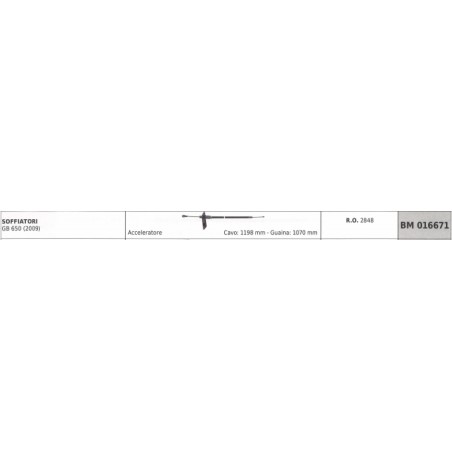 Cavo acceleratore GREEN LINE soffiatore GB 650 (2019) cavo 1198mm guaina 1070mm | NewgardenParts.com