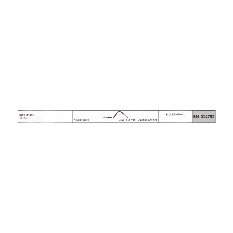 Cavo acceleratore GREEN LINE soffiatore GB 650 cavo 615 mm guaina 570 mm