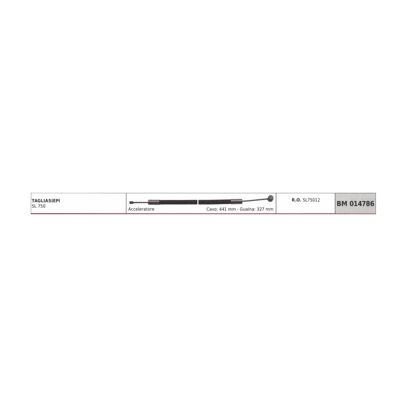 GREEN LINE accelerator cable SL 750 hedge trimmer cable 441 mm sheath 327 mm