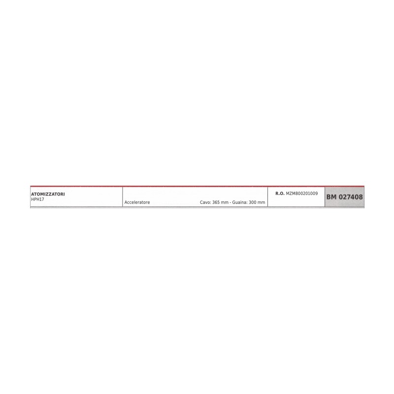 GTM HPH17 mistblower accelerator cable 365 mm cable sheath 300 mm