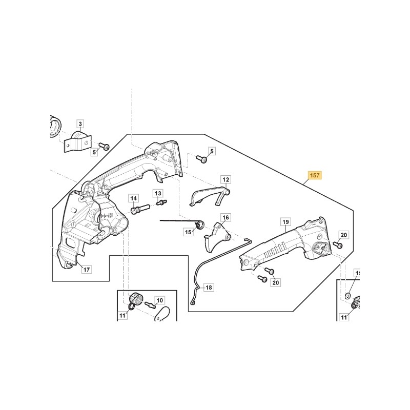 Gelbes ORIGINAL STIGA Kettensägengriff-Set AC27T - E2730 118805121/0