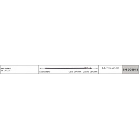 Cable cortacésped HONDA HR 194-214 cable 1470 mm funda 1375 mm | NewgardenParts.com