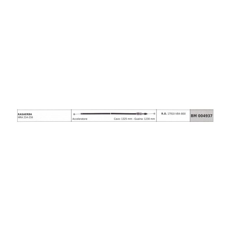 Cable cortacésped HONDA HRA 214-216 cable 1325 mm funda 1230 mm